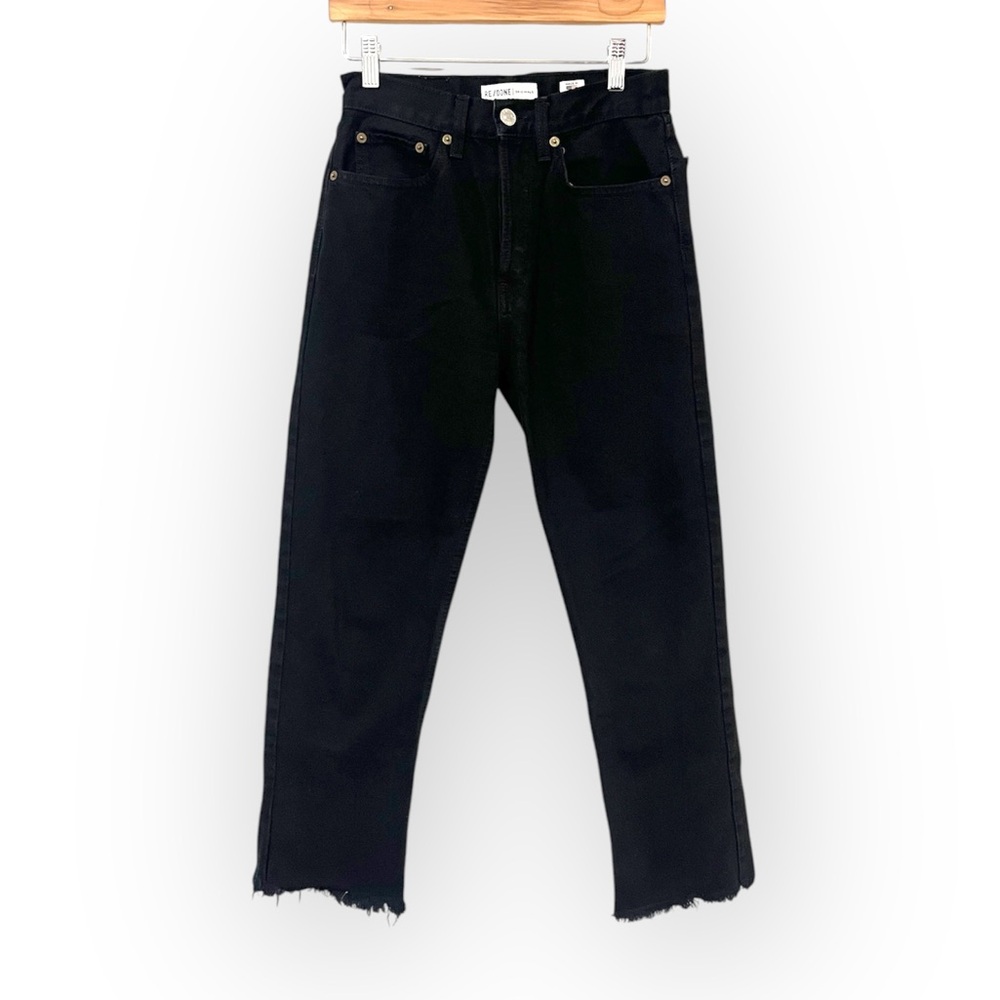 RE/DONE 70s high rise stove pipe straight leg jeans size 26 black classic